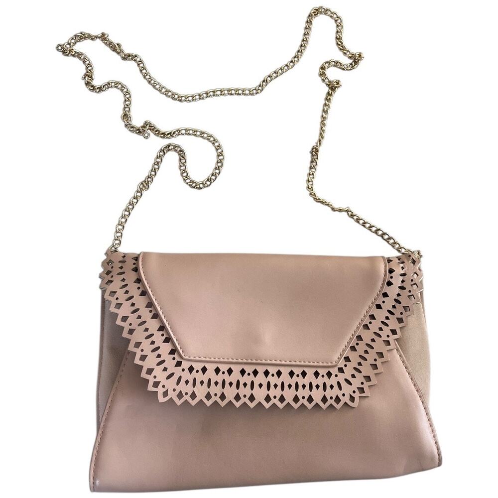 A New Day blush pink fold over clutch convertible shoulder crossbody chain bag